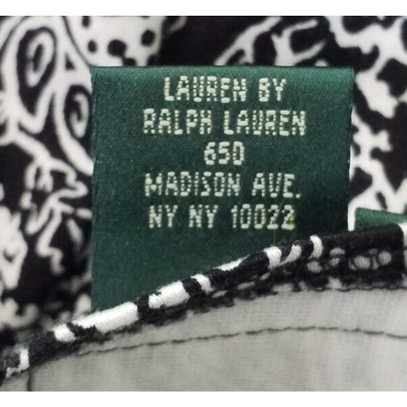 Lauren Ralph Lauren Black White Paisley Print Straight Skirt Size 4 - Picture 5 of 5